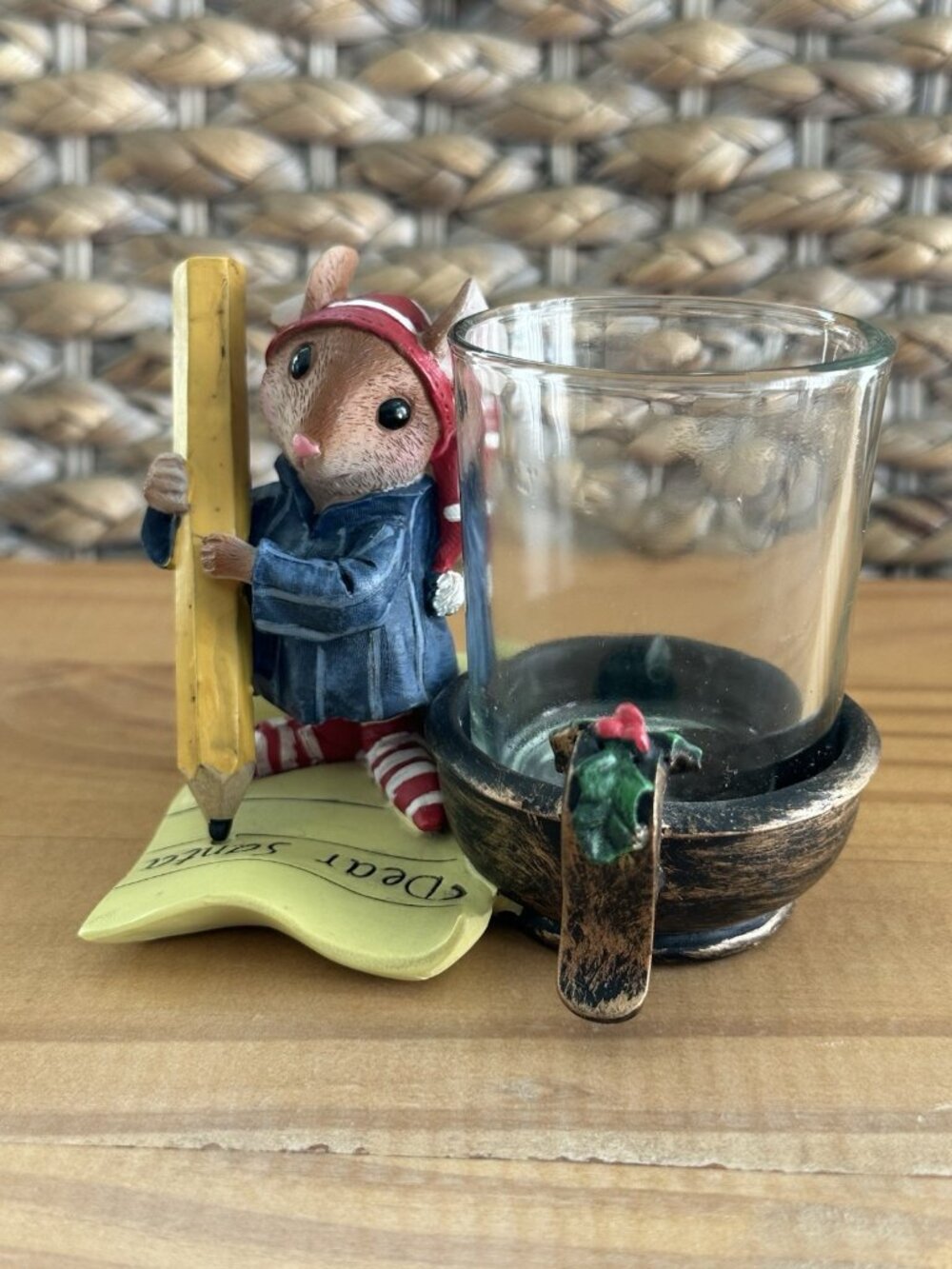 Retired Yankee Candle Dear Santa Mouse Tea Light Votive Holder